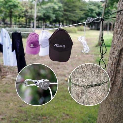 Vigorport Retractable Travel Clothesline, Portable Clothes Line Heavy Duty Rope Pully System with Carabiner for Outdoor Camping, Cruise Ships, Indoor Backyard, Balcony (19Ft, 2 Pack) - Thumbnail 5