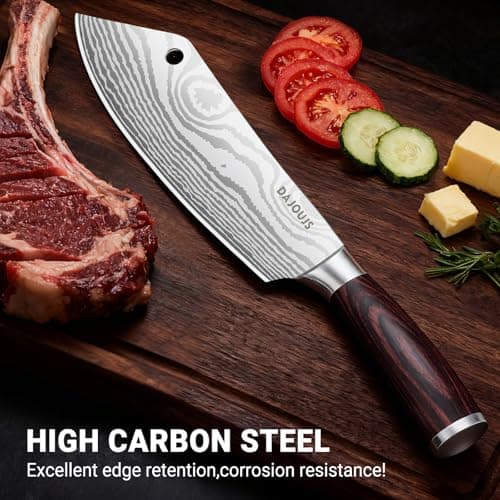 DAJOUJS 8-Inch Meat Cleaver Butcher Knife - High-Carbon Stainless Steel Professional Cleaver Chefs Knife Cutting Knives with Ergonomic Wood Handle & Gift Box for Cooking - Thumbnail 2