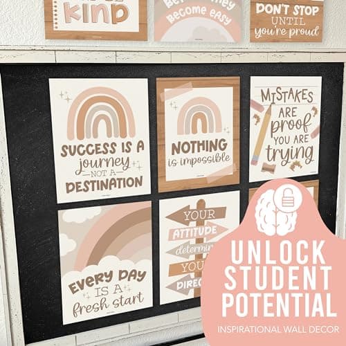 Hadley Designs Motivational Poster for Classroom Decor - 9 Growth Mindset Classroom Posters Elementary, Inspirational Wall Decor Middle School, Teacher Must Haves, Boho Bulletin Board Decorations - Thumbnail 5