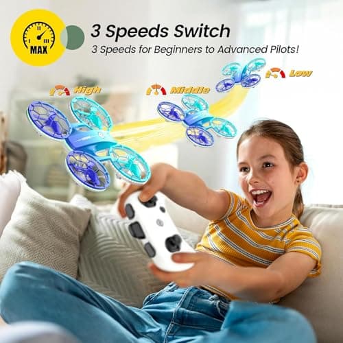 Drone for Kids and Beginners, Quadcopter Indoor Small with 2 Modular Batteries, 360° Flips, 3 Speeds, Auto Hover, LED Lights, Great Valentine‘s Day, Birthday Gift Toy for Boys and Girls - Thumbnail 4