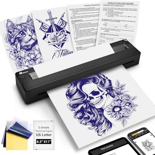 Milestone M9 Tattoo Stencil Printer, Wireless Bluetooth Thermal Portable Stencil Machine for Tattooing, Upgraded 2 in 1 Professional Tattoo Stencils & Document Printer Compatible with iOS/Android/PC - Image 1