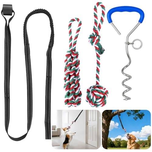 HOPET Bungee Tug Toy for Dogs,Tug of War Dog Toy for Aggressive Chewers to Keep Them Busy,Interactive Dog Rope Toy for Medium/Small Dogs,Can Used On Doors and Trees - Image 1