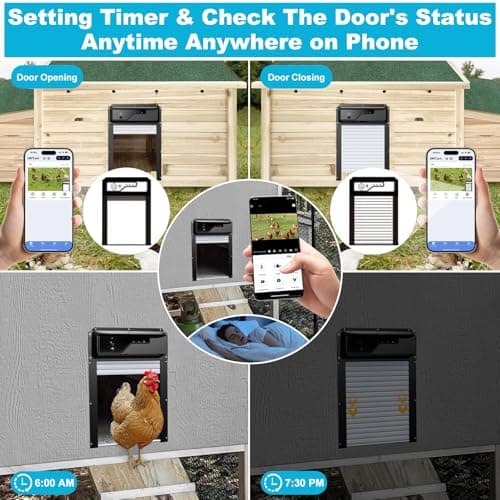 Automatic Chicken Coop Door with HD Camera, Talkback Function, 5000mAh Battery, WiFi Enabled, APP-Based Monitoring, Remote Control and Timer, Solar Powered Auto Chicken Door with Anti-Trap Sensor - Thumbnail 4
