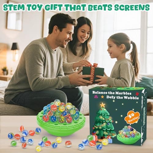 INKZOO Marble Balance Game, Wobble Marble Stacking Game for Kids 6+, Family Games for Kids and Adults with Built-in Storage, Marbles Board Game for 1-4 Players, Fun Birthday Party Games Toys - Thumbnail 5
