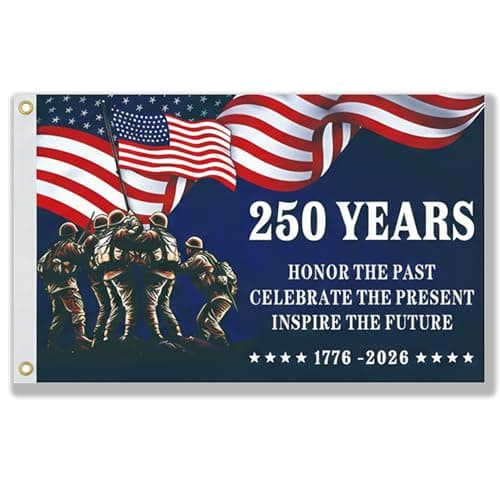 250th Anniversary American Flag, Semiquincentennial Commemorative 1776-2026, USA 250 3x5 Ft Flags, Double-Sided Printed, Three-Layer Fabric, Outdoor Decorative Flag (B)