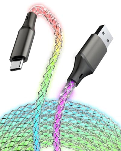 ComfyBay 3.3FT USB C Charging Cable, Ambient RGB Light Up Charger Cord, Compatible with Samsung Galaxy, iPhone 16/15, iPad, and More - Image 1