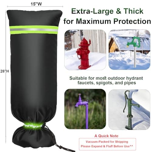 Outdoor Faucet Cover 2-Pack - Large 28"H x 15"W Freeze Protection for Winter, Upgraded 420D Waterproof Insulated hydrant Covers, Reusable Spigot Hose Bib Cover with Reflective Stripes & Drawstring - Thumbnail 2