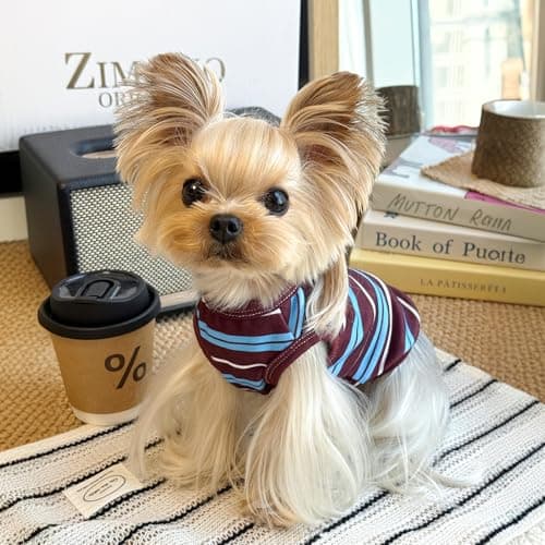 Jialinifery Soft Striped Dog Shirt, Cozy Warm pet Vest for Small Medium Dogs, Classic Puppy cat Clothes for Indoor Outdoor Outfits - Thumbnail 2