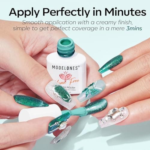 modelones Gel Nail Polish, 6 Colors Hema Free 9D Green Glass Cat Eye Sliver Green Glitter 2026 St Patricks Spring Nail Polish Kit with Magnet Soak Off LED Winter Cateye Nail Art Gel DIY Salon - Thumbnail 5