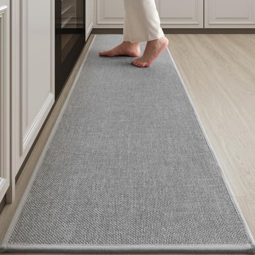 tchdio Kitchen Mats for Floor, Rubber Backed Kitchen Rugs Non Slip Washable, Superior Absorbent Kitchen Runner Rug Easy to Clean, Comfort Kitchen Floor Mat Front of Sink (Grey, 20" × 70") - Image 1