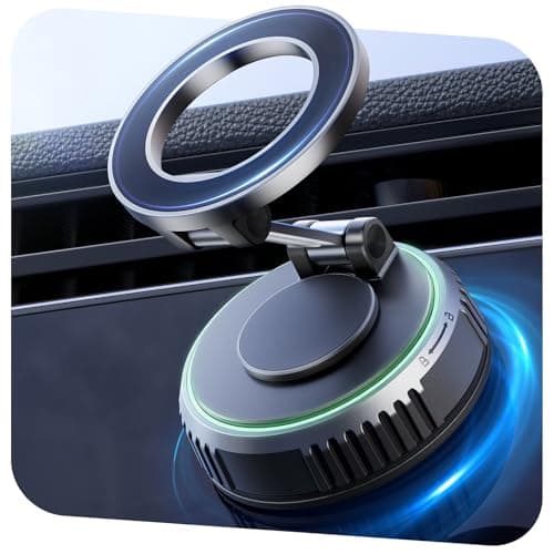 Rorhxia Car Phone Holder for Magsafe, [Enjoy Convenience, Flexibility, Stability], Foldable Vacuum Magnetic Phone Mount for Dashboard Windshield for Your Car Fit iPhone 17/16/15/14/13/12 Pro Max