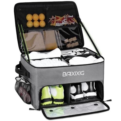 BAIXIXIG Golf Trunk Organizer, 2-Layer Storage with Shoe Pocket, Storage for Golf Accessories, Gifts for Golfers, Gray