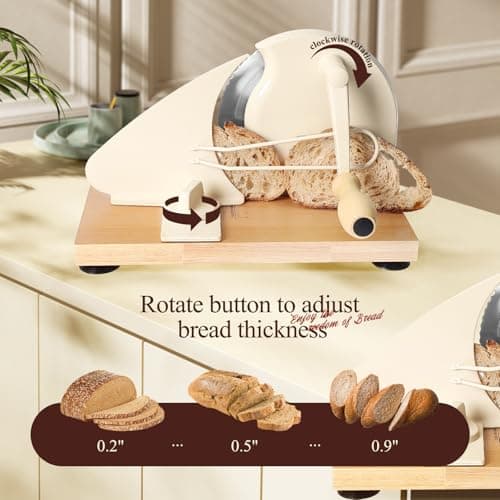 Manual Bread Slicer for Homemade Bread,Even Slicing Thickness-Adjustable Slices,Sourdough Slicer with Scale Lines&SuperStrong SuctionCup Fixation (Cream-Guide) - Thumbnail 3