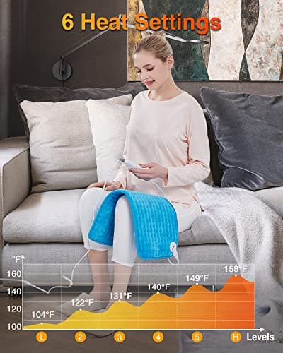 WOOMER Extra Large Heating Pad, Electric Heating Pad for Back Pain & Cramps Relief, Heat Pad with Multi-Color Option, Moist Heat Therapy Feature, Auto Shut-Off, Power Cords Storage Belt - Thumbnail 2