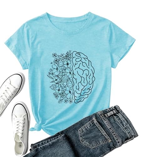 Mental Health Awareness Shirt Women-Brain Flower Tshirt Women Neuro Diversity Tee Tops Motivational Short Sleeve - Image 1