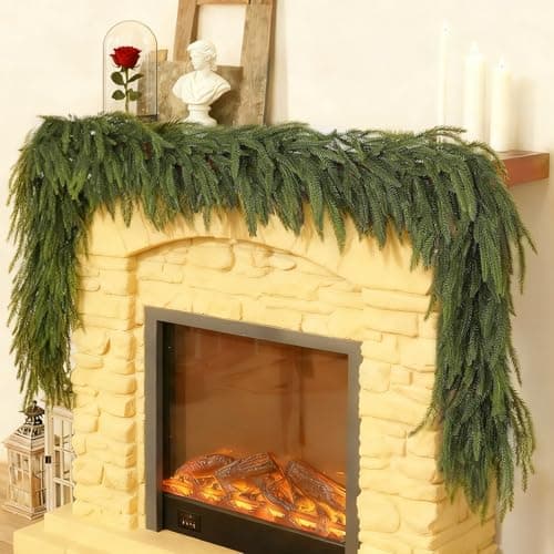 Christmas Garlands Norfolk Pine Garland Real Touch Artificial Faux Greenery Garland for Holiday Table Mantle Wall Indoor Outdoor Decor (6FT) - Image 1