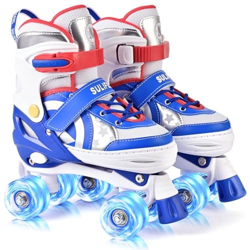 SULIFEEL Rainbow Unicorn 4 Size Adjustable Roller Skates for Girls Boys for Kids Ages 3-5 5-8 6-12 Children Skates Indoor Outdoor - Image 1