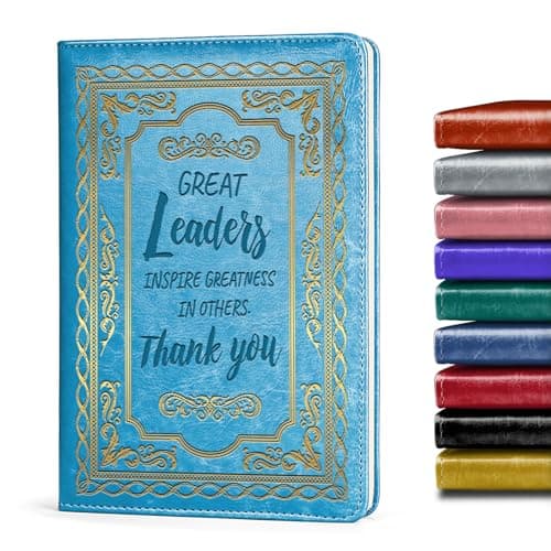 LBWCER Boss Appreciation Gift Mentor Gift Notebook Great Leaders Notebook Leader Supervisor PM Mentor Retirement Coworker Farewell Leather Journal Notebooks (Great sky blue)