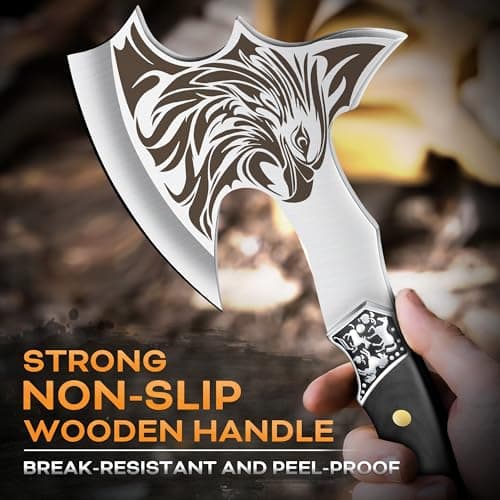 Grumpy Bear Camping Hatchet, Full Tang Outdoor Axe with Decorative Handle, Durable Forged Blade for Hiking, Bushcraft, and Survival (Eagle) - Thumbnail 4