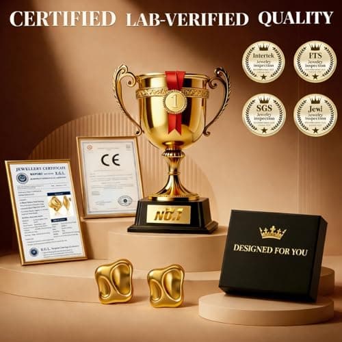 Musment® Gold Earrings for Women, 14K Gold Plated Chunky Stud Earrings, Lightweight Hypoallergenic Statement Earrings for Sensitive Ears, Daily Wear, Trendy Jewelry Gift Box - Thumbnail 6