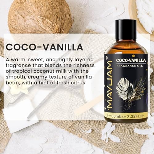 Coco-Vanilla Fragrance Oil Essential Oil, MAYJAM 3.38FL.OZ Coco-Vanilla Oil for Diffusers for Home, Long Lasting Scented Oils for Soap Candle Making - 100ML - Thumbnail 3