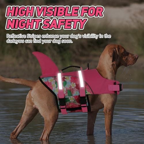 Doglay Dog Life Jacket, Ripstop Cute Shark Dog Life Jacket with Superior Buoyancy and Rescue Handle, Adjustable Dog Life Vests for Swimming Boating, Pet Flotation Vest for Small Medium Large Dogs - Thumbnail 5