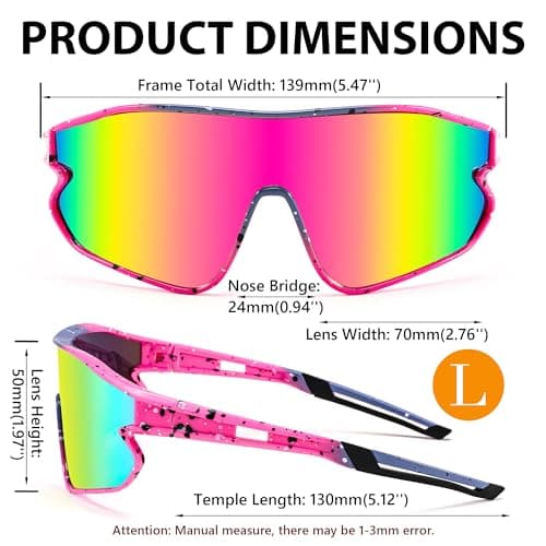 FEISEDY Unisex Youth Sunglasses, Teens Baseball Tennis Sunglasses, UV400 Sports Boys Girls Cycling Shades B4064 (Pink Frame/Purple Red Mirror) - Thumbnail 6