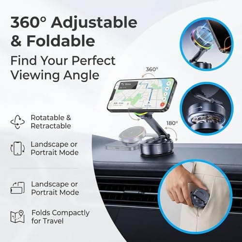 GEYUTHS 15W Vacuum Magnetic Wireless Car Charger Mount for iPhone - Thumbnail 4