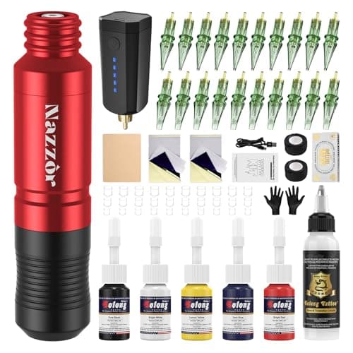 NAZZOR Tattoo Kit Tattoo Pen Gun with Battery and 20 Pcs Tattoo Cartridge Needles, Tattoo Ink Set, Complete Tattoo Supplies for Beginners and Artists NA-TK-P703KITA-2 - Image 1