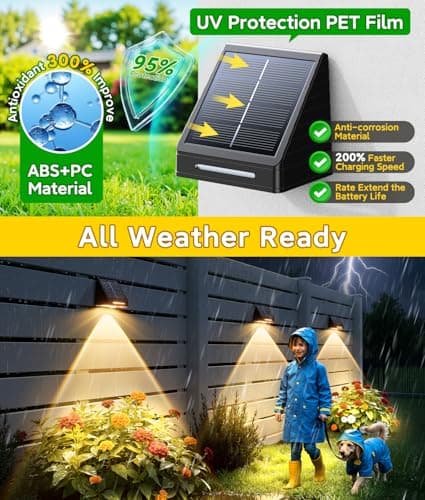 KOOPER Solar Fence Lights Outdoor Waterproof 10 Pack, Solar Fence Lights with Ultra-Bright LED Lens, 10 Modes & 9 Colors Outdoor Solar Lights for Fence, Backyard, Railing, Patio, Wall, Step, Deck - Thumbnail 6