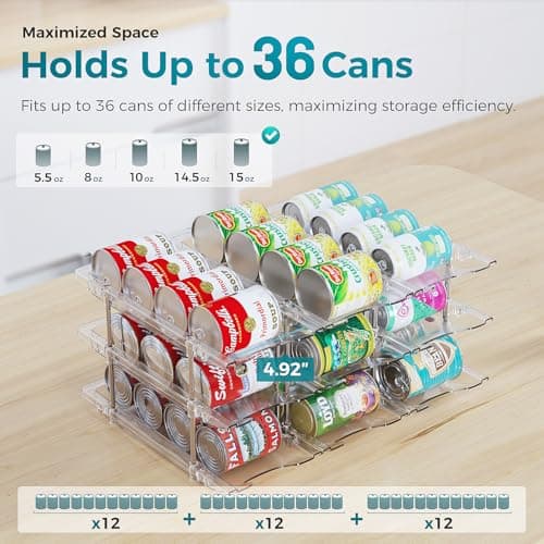 oylik Can Organizer for Pantry, 3 Tiers Can Storage Rack, up to 36 Cans Food Holders for Fridge, Cabinet and Pantry Organization - Thumbnail 5