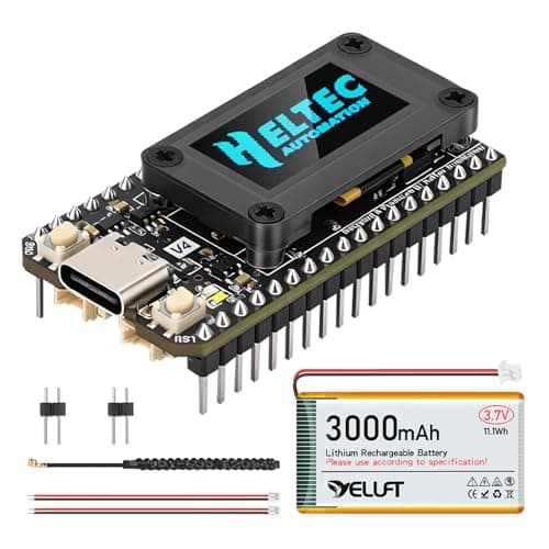 YELUFT 1 Set ESP32 LoRa V4 Development Board + 3000mAh Battery, Upgraded ESP32-S3 16MB Flash WiFi Bluetooth 28dBm High Power SX1262 LoRa for Meshtastic Arduino IoT LoRaWAN