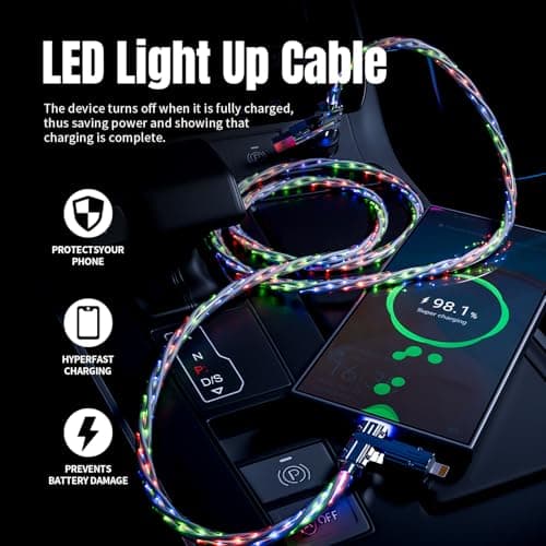 Jogrytece Travel Essentials 66W USB C Cable,4 in 1 Charging Cable Fast Charging, 3.3 FT Chubby USB A/C to C/L Multi Charging Cable Christmas Light Phone Charger for iPhone Series/MacBook/iPad Pro - Thumbnail 3