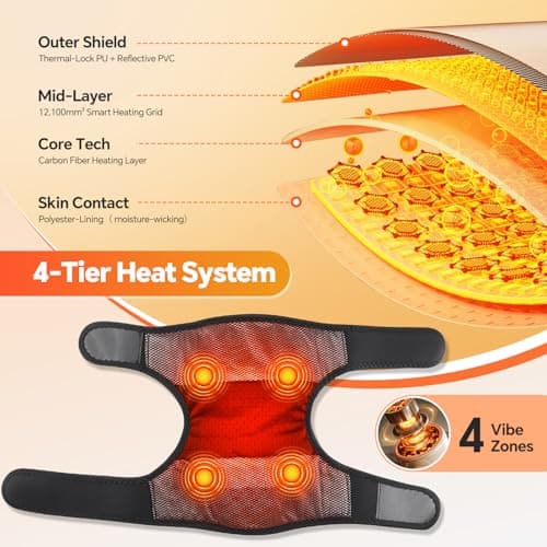 Cordless Knee Massager, 3-in-1 Knee Heating Pad with Massage, Heating Pad for Knee Elbow Shoulder Pain Relief, Rechargeable Heated Knee Brace Wrap for Arthritis/Joint Stiff/Muscle Strain - Thumbnail 5