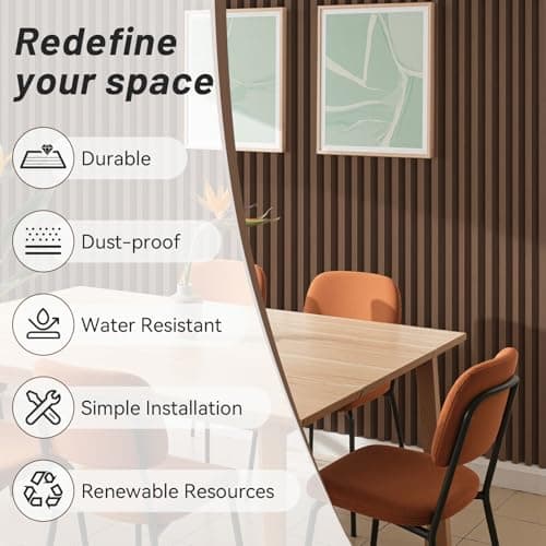 Tepanecov WPC Slat Wall Paneling, 8-Pack Water - Proof 3D Wall Panels, Accent Slat Wall Paneling for Interior Decor, TV Background, Living Room, Walnut 96 x 6inch - Thumbnail 6