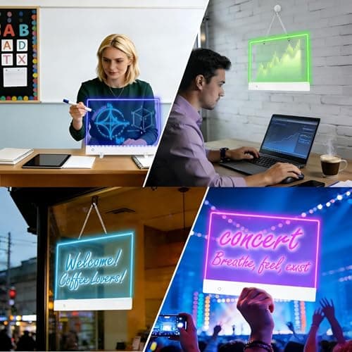 Rechargeable LED Drawing Board for Kids - 13.7"x10" Light Up Dry Erase Note Board with Stand & 7 Neon Markers - Acrylic Glow Doodle Tracing Pad - Art Gifts for Boys Girls Ages 6-12 - Thumbnail 4
