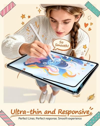 OMOTON PAPERSENSE 2 Pack Detachable Paper Screen Protector for iPad Pro 13 Inch M5/M4 (2025/2024), Reusable Matte PET Film for Drawing & Note-Taking, Anti-Glare, with 2 Pencil Tip Replacements - Thumbnail 3