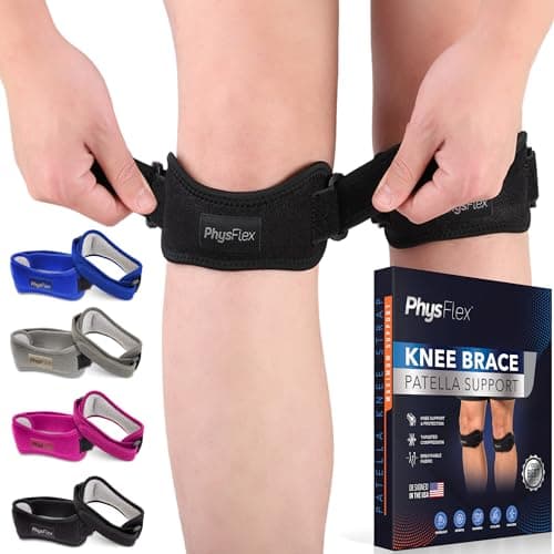 PhysFlex 2 Pack Patella Knee Brace - Knee Support and Pain Relief, Running, Hiking, Basketball, Jumpers Knee, Tendonitis, Adjustable Strap Patellar Tendon Stabilizer - Image 1