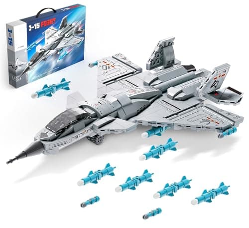 J-15 Fighter Jet Building Kit, 577PCS Military Aircraft Model for Boys 8–12, Army Airplane Toy with Foldable Wings & Tail, Clear Cockpit, Dual-Engine Jet, STEM Construction Blocks for Teens & Adult