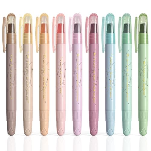 WEMATE Bible Highlighters No Bleed, 9PCS Assorted Colors Gel Highlighters Set, Cute Bible Study Supplies for Scripture Marking, Color Coding & Book Highlighting