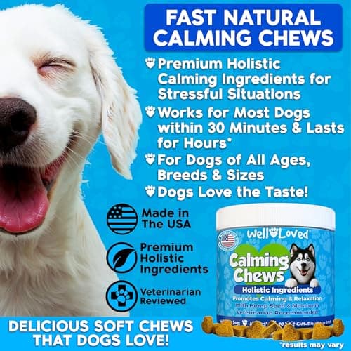 Well Loved Calming Chews for Dogs - Dog Calm Treats, Made in USA, Vet Developed, Behavior Support, Stress, Separation, Fireworks, Travel, Melatonin, Natural & Holistic, 90 Count - Thumbnail 3