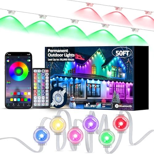 DIERLIGHT RGB Permanent Outdoor Lights, Smart LED Eaves Lights with APP & Remote Control, IP67 Waterproof Outdoor String Lights for Christmas, Halloween,Party, Garden, Patio, House Decor - Image 1