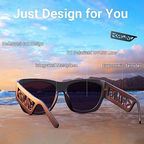 ROCKNIGHT Polarized HD Sunglasses Mirrored UV400 Protection Green Square Shades Travel Trekking Street - Thumbnail 4