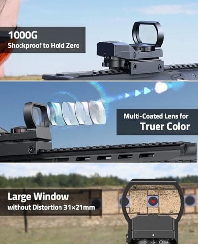 CVLIFE FoxSpook Motion Awake Multi Reticle Green & Red Dot Sight, Reflex Sight for Picatinny, Absolute Co-Witness Red Dot Optics Scope with 31×21mm Large Window - Thumbnail 5
