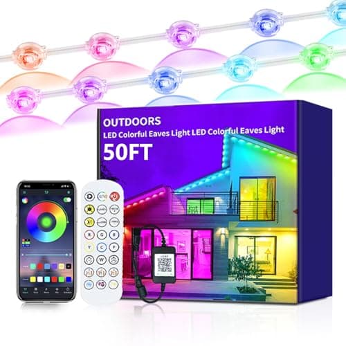DSXsm Permanent Outdoor Lights,50FT RGB+IC Smart Eaves Lights with 25 LED 16 Million Accurate Color Options Including,IP68 Daily Outdoor Decor Strings for Halloween,Christmas. - Image 1