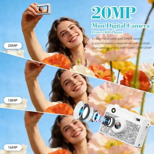 Trunsif Mini Camera - 2K Mini Digital Camera with 16GB Card, Long Battery Life,Travel Vlog & Photo Shooting Anytime,Fashion Accessories, Necklace & Keychain Camera, Gifts for Friends and Women,White - Thumbnail 3