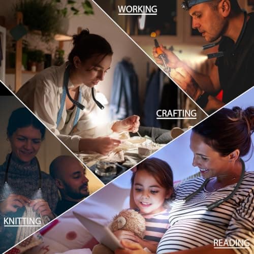Rechargeable Hands-Free Neck Light with 3 Adjustable Color Modes, Black - Thumbnail 3