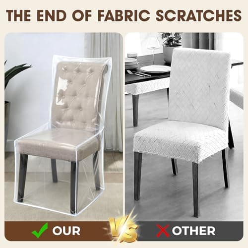 Zipcase 2 Packs Clear All Cover in Plastic Dinning Chair Covers - Heavy-Duty PVC Chair Protectors, 22" D x 19" W x 19.5" H x 40" H, Keep Your Dinning Chair Away from Water Dust Paws and Claws - Thumbnail 3