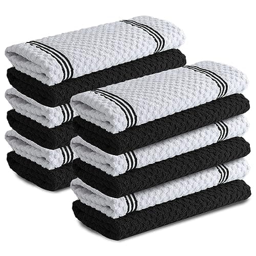 Infinitee Xclusives Premium Kitchen Towels - [Pack of 12] 100% Cotton Kitchen Hand Towels (15 x 25 Inches) - Dish Towels for Kitchen |Storm Black| - Image 1