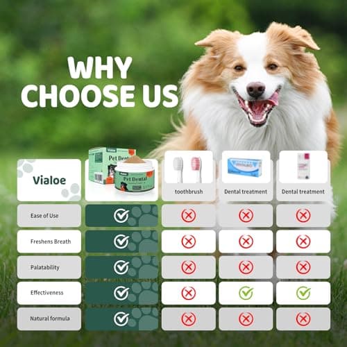 Vialoe Dog Teeth Cleaning Powder 200g – Enzymatic Plaque & Tartar Remover with Probiotics 0.5B CFU – Natural Brown Algae & Green Tea for Fresh Breath – Dental Powder for All Dogs, 90-Day Supply - Thumbnail 2